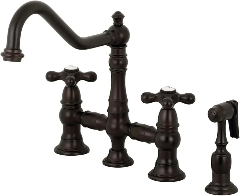 Kingston KS3275AXBS Bridge Kitchen Faucet, Oil Rubbed Bronze