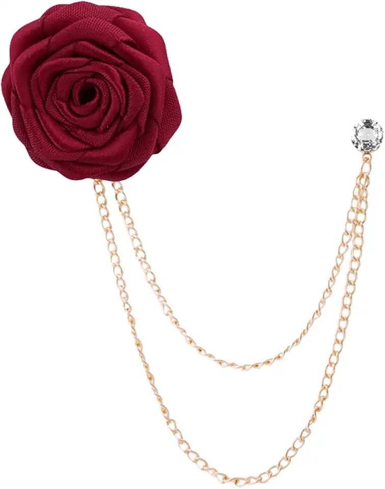 JIHUOO Boutonniere Hochzeit Ansteckblume Bräutigam Blumen Anstecknadel Männer Künstliche Rose Corsage Herren Reversnadel Weinrot