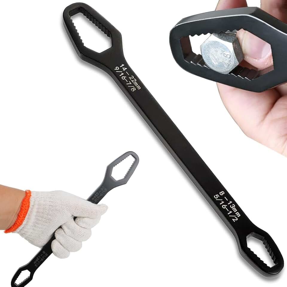 Universal Wrench Universal Adjustable Double-ended Wrench,8mm-22mm Self-Tightening lazy Wrench Repair Tools for Outdoor Riding Home Car Repair Tools, Chrome Vanadium Steel
