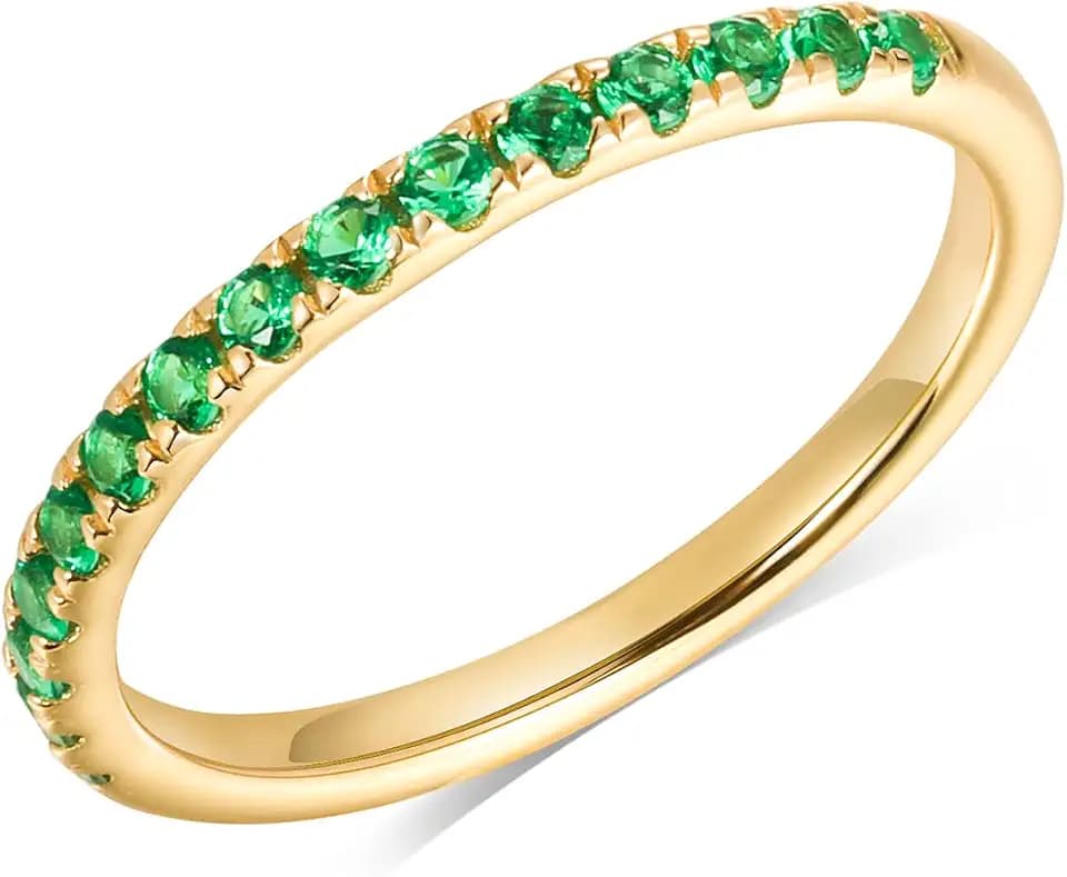 Emerald/Sapphire/Ruby Wedding Band, Criss Cross Rings for Men Women