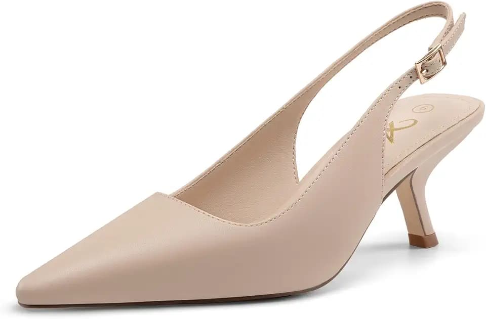 Athlefit Women's Kitten Heels Closed Toe Pumps Shoes