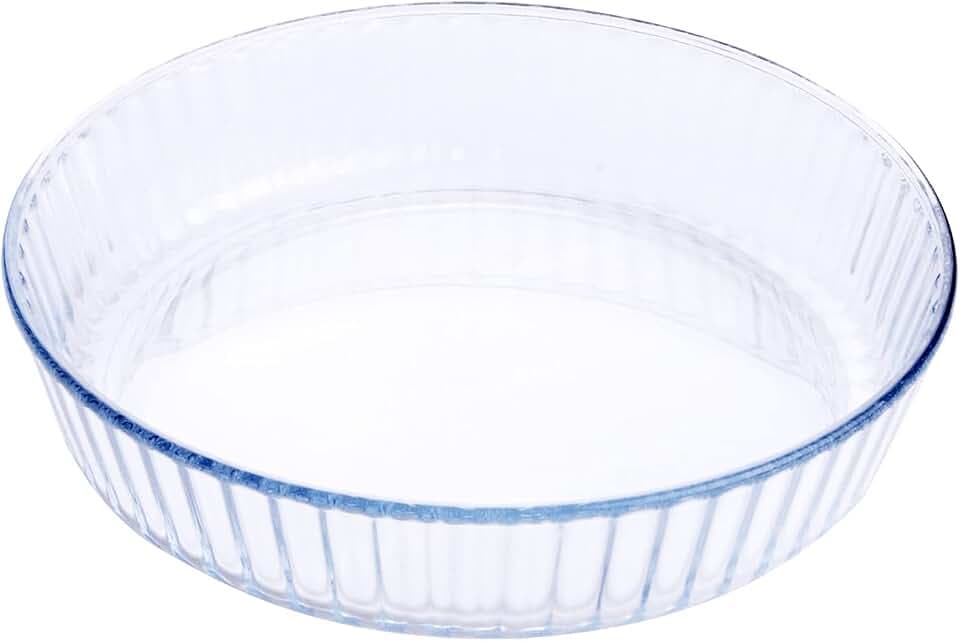 Clear Round Tempered Glass Baking Dish, Glass Bakeware Casserole Dish for Oven and Dishwasher Safe.