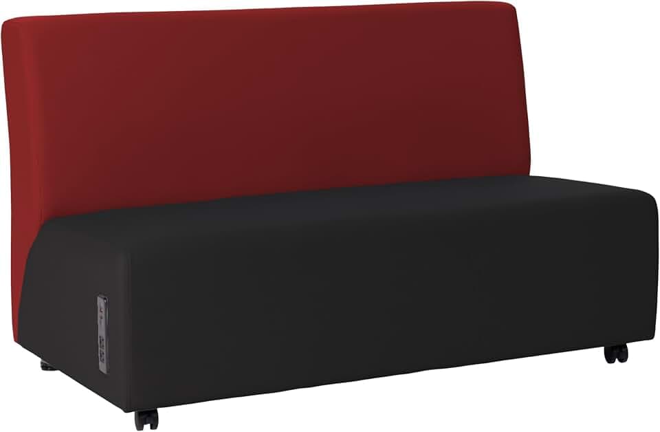 FDP Pro Series Armless Mobile Sofa with Tech Panel - Black/Crimson
