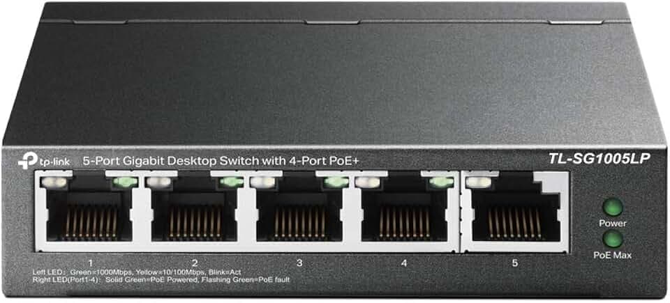 TP-Link 5-Port Gigabit PoE Switch, 4 PoE+ Ports bis zu 30 W, Metallgehäuse, Plug and Play, Ideal für IP-Überwachung und Access Point
