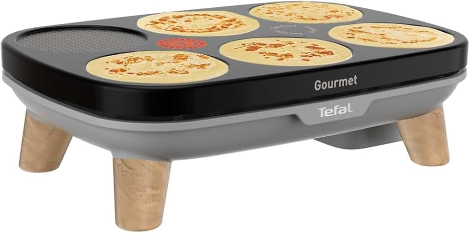 Tefal Crêpier Gourmet PY901BF1 Elektrischer Crêpes-Topf, 6 Ausgaben, Antihaftbeschichtung, einfache Aufbewahrung, Thermo-Spot,