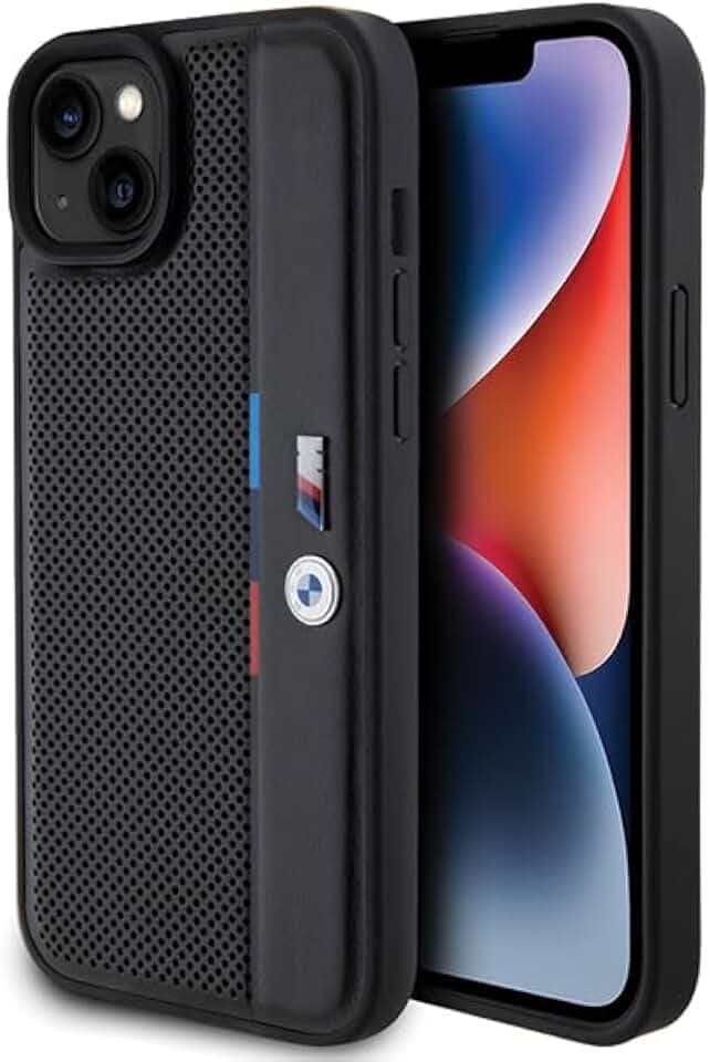 CG MOBILE BMW BMHCP15M23PUPVK Hülle für iPhone 15 Plus / 14 Plus 6.7" Schwarz hardcase Perforated Tricolor Line