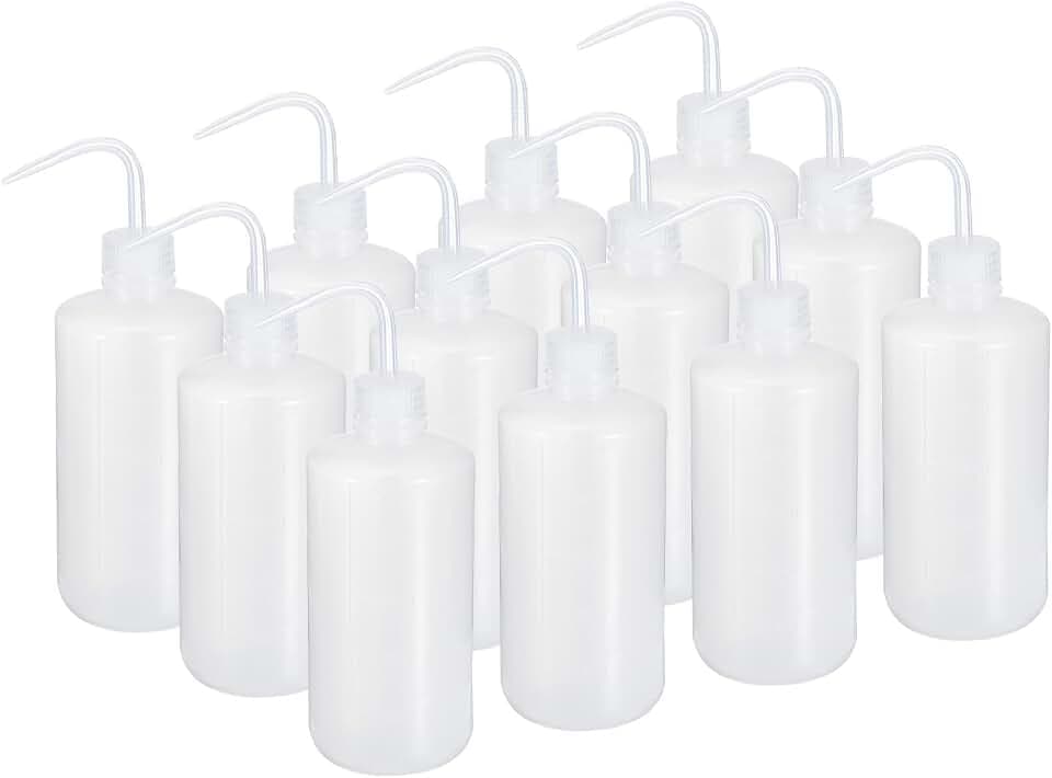 PATIKIL 500ml Clear LDPE Wash Bottle, 12pcs Narrow Mouth Plastic Squeeze Bottle for Lab Cleaning, Washing, Irrigation, Liquid Storage