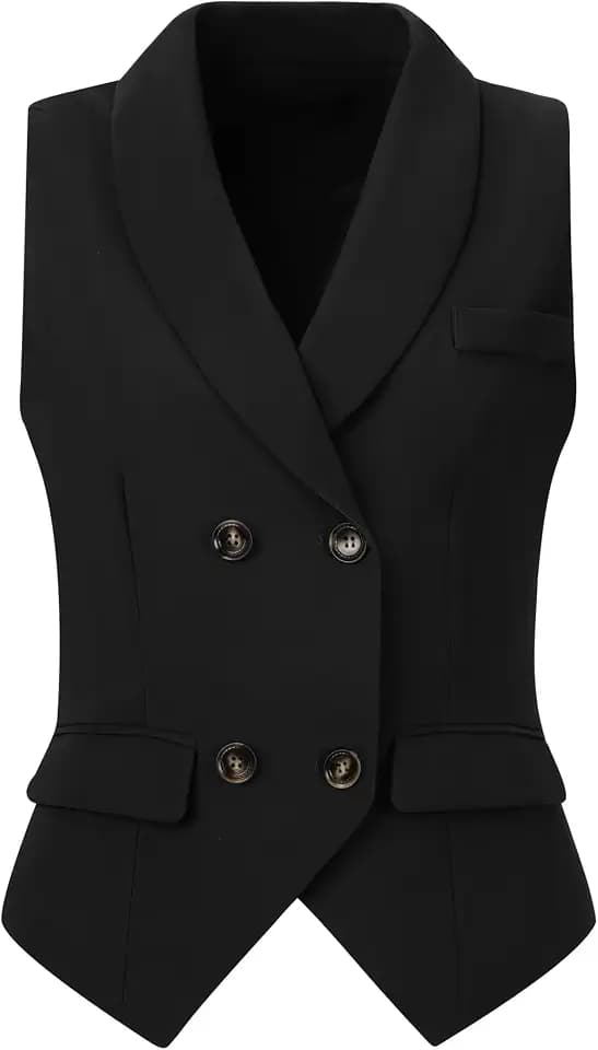 Allegra K Damen Weste Reverskragen Dressy Versatile Racerback Anzug Weste