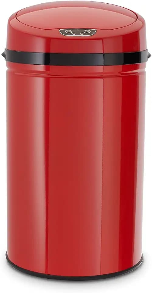Echtwerk Abfalleimer, Mülleimer mit Sensor, elektrischer Müllbehälter, Infrarot Bewegungssensor, Korpus aus Edelstahl, Fassungsvermögen 30 Liter, INOX Red