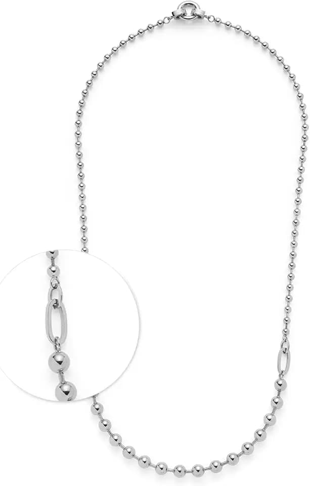 JEWELS BY LEONARDO Halskette Clip & Mix Dotty • mittellange Kugel-Kette aus silberfarbenem Edelstahl • Mix aus feinen und kräftigeren Kugeln • 60-61,3 cm Länge • Schmuck Geschenk für Frauen • 024922