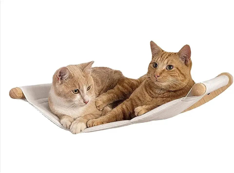 Kletterwand Katzen,53cmx47cm Katzenhängematte, Kängematten Katzen Wand Bis Zu 10 Kg,Katze wandelement Schlafen Und Ausruhen,Katzenbett Zum Klettern Aus Natur-Holz(EIN Bett)
