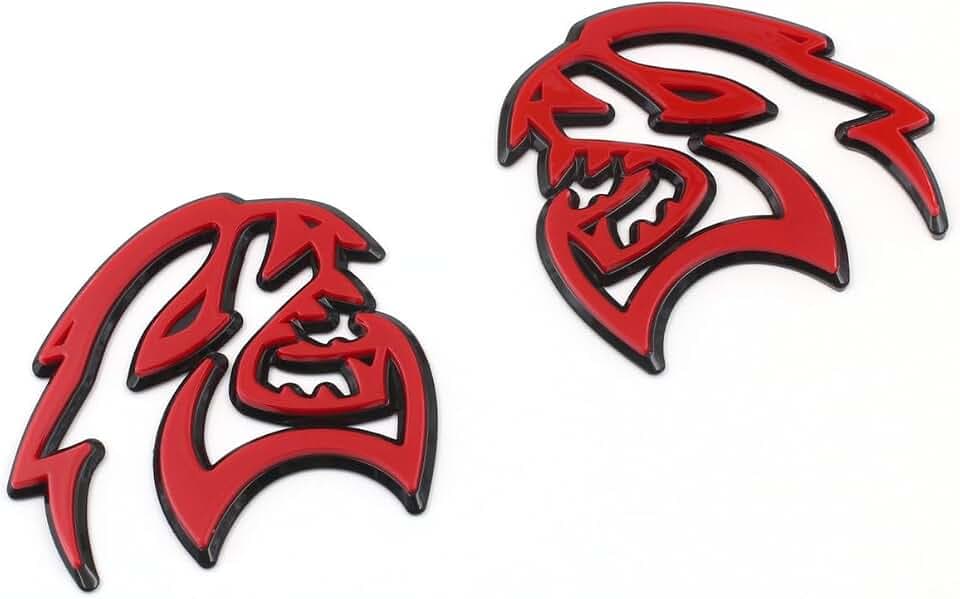 2PCS Hellcat Fender Side Emblem Badge Decal Compatible with Hellcat Red Black (Red Black)