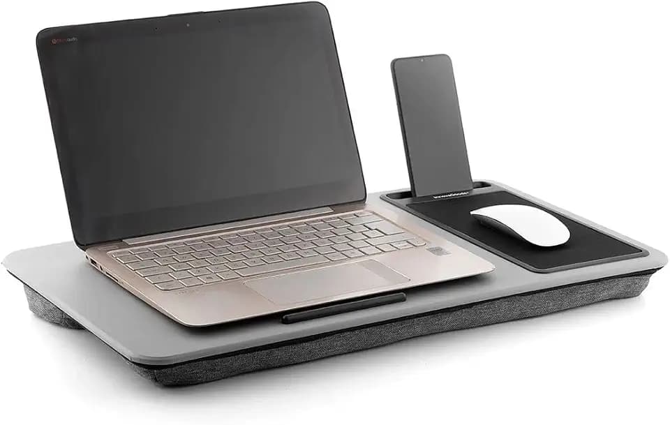 InnovaGoods® Laptop-Schreibtisch mit XL-Sitzkissen Deskion, bequemes und ergonomisches Arbeiten oder Studieren mit Schreibtisch- und XL-Sitzkissendesign, ideal für Zuhause und Büro.