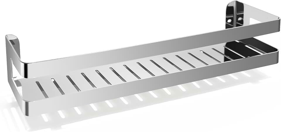 QL Duschregal 40cm Edelstahl Wandmontage zum Bohren badezimmer Chrom Silber