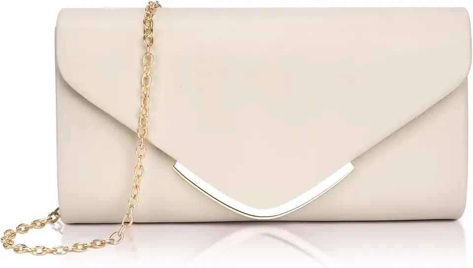 Larcenciel Clutch Purse for Women, Trendy Vegan Leather Envelope Evening Bags w/Chain, Wedding Cocktail Party Formal Handbags