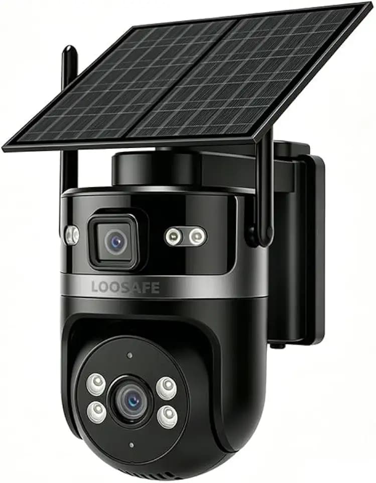 4G LTE Cellular Solar Security Camera, AOV True 24/7 Continuous Recording, Dual Lens 360° PTZ, No WiFi Needed, Built-in 32GB Card, 12000mAh Battery, Color Night Vision, Outdoor Farm RV