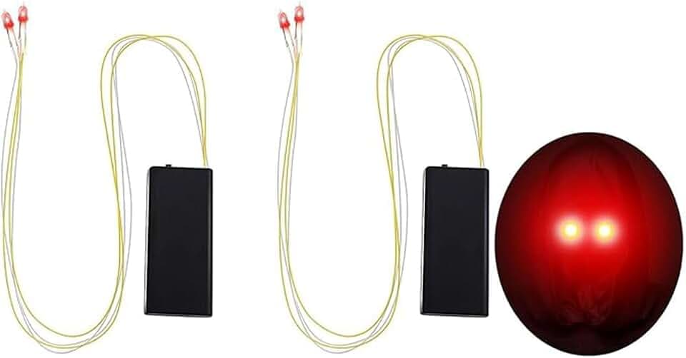 2 x Halloween-LED-Augen für Maske, Kostüm, Totenkopf, Skelett, Sensenmann, leuchtende rote Augen, Brille, Partyzubehör, leuchtende rote Augen, Batterie nicht im Lieferumfang enthalten