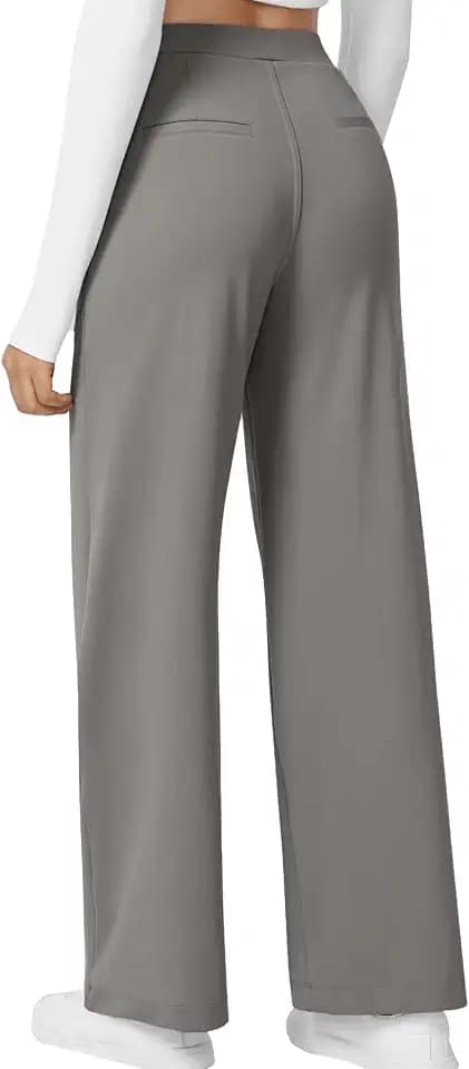 High Waisted Work Pants for Women Business Casual Outfits for Teachers Early Fall Fashion Office Dress Pants Trousers with Pockets Light Grey M