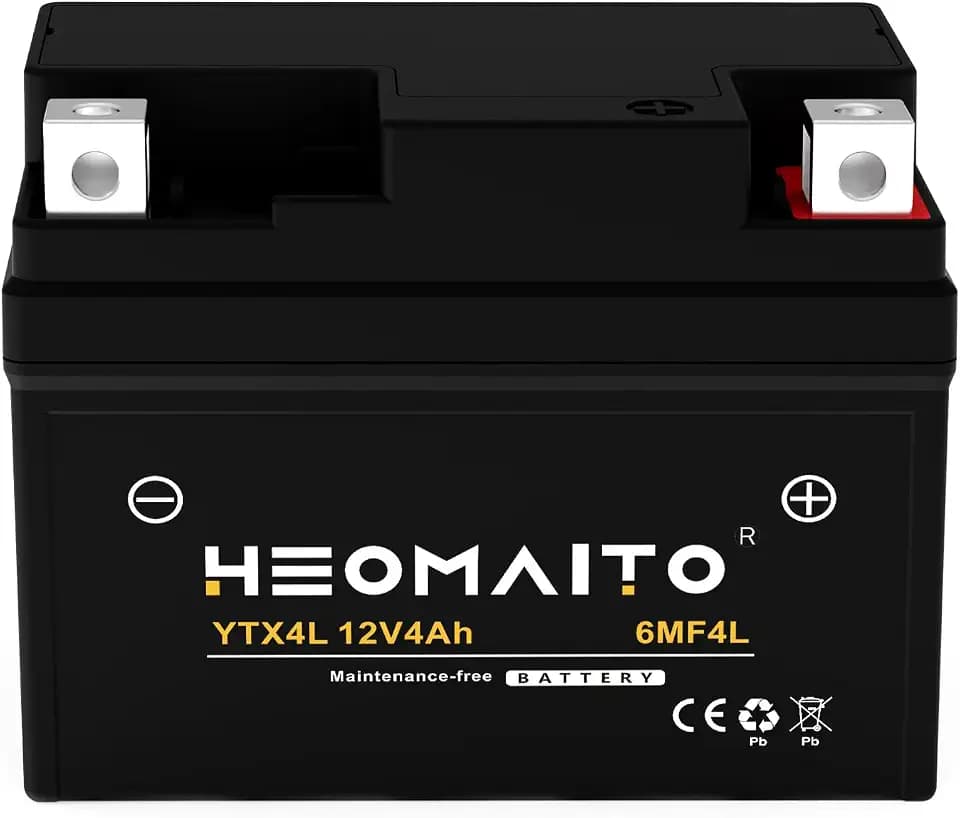 YTX4L-BS Battery 12V 4Ah 140CCA AGM Motorcycle Battery, Maintenance Free Sealed Lead Acid Powersports Battery for 50-100cc Motorcycle, Scooter and 50-90cc ATV
