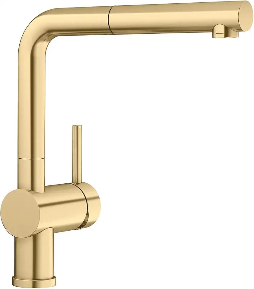 BLANCO LINUS-S | Küchenarmatur in satin gold | Mit herausziehbarem Schlauch