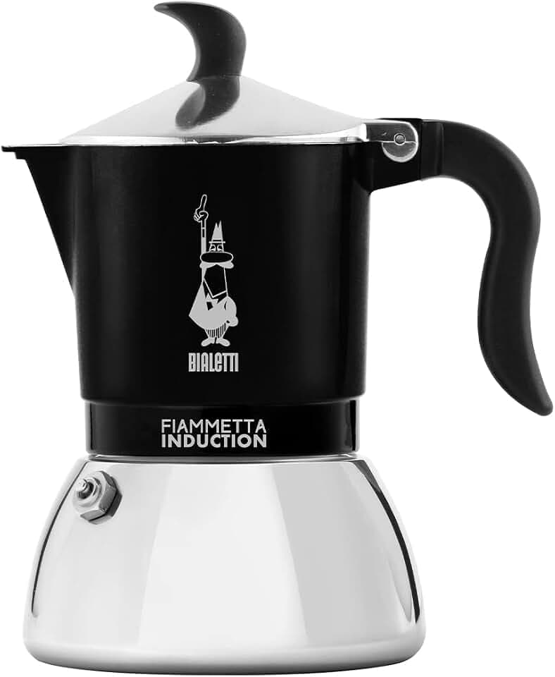 Bialetti Fiammetta Induktions-Kaffeemaschine, 4 Tassen (150 ml), für alle Herdarten geeignet, Elegantes Design, schwarz