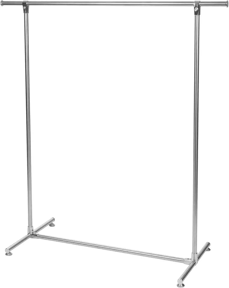 Perel Metall Kleiderständer freistehend mit 1 Kleiderstange, offener Garderobenständer für Schlafzimmer Flur Ankleide, Metall grau, stabiler Kleiderständer, 125 x 50 x 130 cm