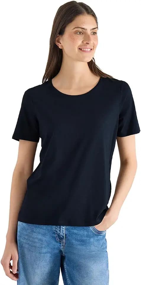 Damen Basic T-Shirt mit Rundhals in Unifarbe