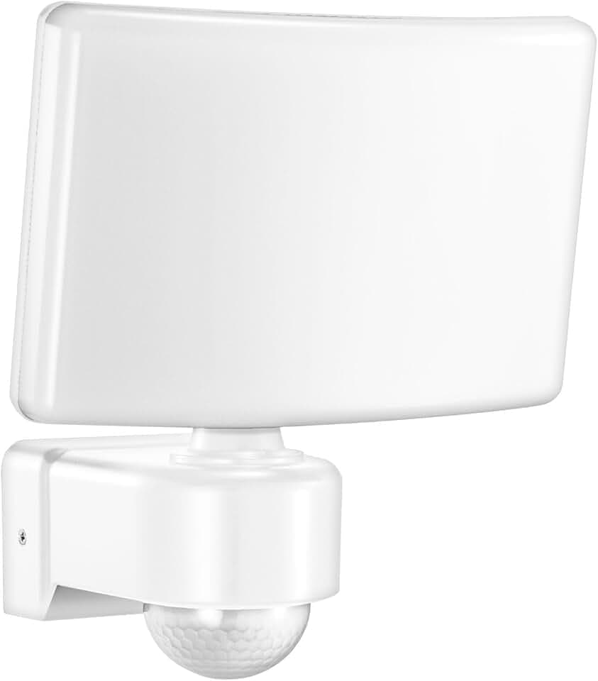 EL-HOME LED Außenstrahler ML-40B7 mit Bewegungssensor 10 m / 240° PIR, 30W, 2200lm, Dämmerungssensor, IP65, AC 230V - für den Außenbereich, Wandleuchte, Garten Lampe, Scheinwerfer - Weiß
