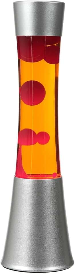 Licht-Erlebnisse Lavalampe Orange Rot, Retro Lampe, kräftig, aktiv, stimmungsvoll, 39,5 cm, G9 25 W mit Kabelschalter, inklusive Leuchtmittel, Dekolampe, Lava Lampe