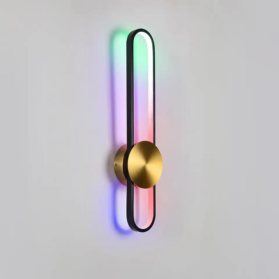 JAYMP RGB Modern Wall Sconce Dimmable LED Wall Light Fixture with Remote & APP, Hardwired Wall Lamp for Living Room, Dining Room, Bedroom, Hallway, Entryway, 1 Pack (Brushed Black,RGB, H56cm/22inch)