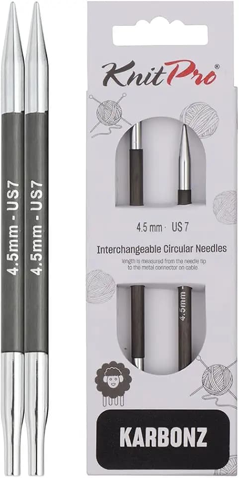 KnitPro Karbonz Interchangeable Circular Needles 4"(10cm) | US Size 7 (4.5mm)