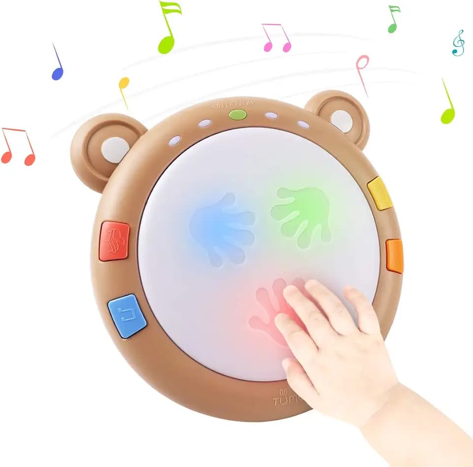 tumama Baby Musical Elektronisches Spielzeug,Baby Musik Trommel Musikinstrumente Sensorisches Spielzeugmit Licht und Sound,Musikspielzeug Geschenk für Kleinkinder,Jungen,Mädchen 18M+