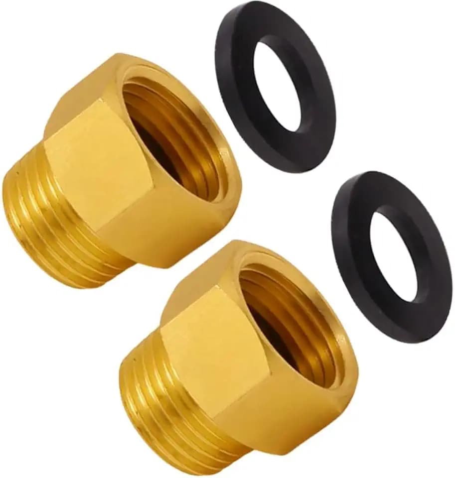 G 1/2 BSP Female to US 1/2 NPT Male Thread (2-Pack), Solid Brass Pipe Fitting，Connector with Rubber Washer， British to US Gauge Sensor Sender Adapter BSP NPT Thread Converter