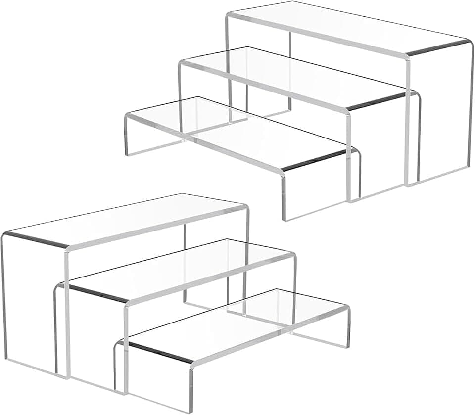 6PCS 12in Large Acrylic Display Risers, Clear Display Stands