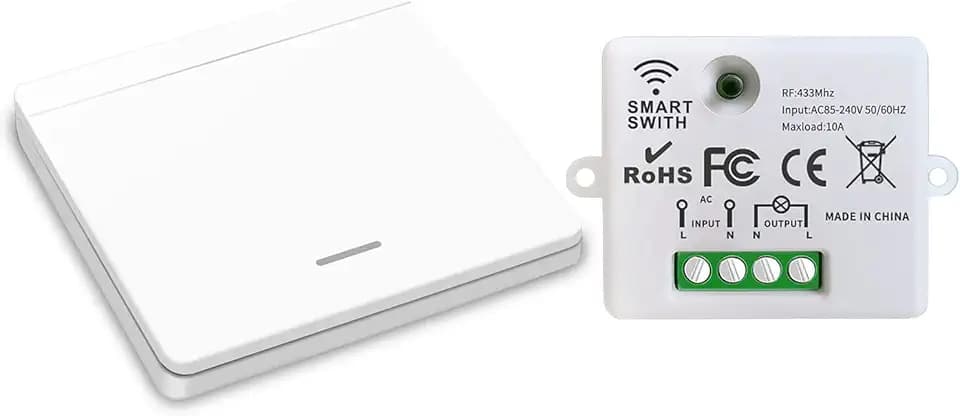 DieseRC Funk-Lichtschalter, Funk-Sender-Sicherheitsschalter und Empfänger-Controller 10A, einfache Installation für Lampen bis 1500W