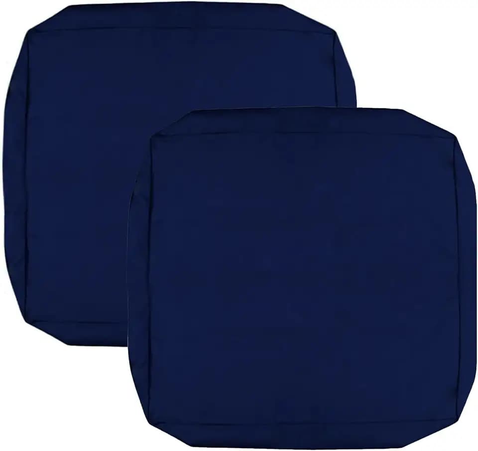 FLYMEI Patio Cushion Covers 22x20x4, Navy Blue, 2Packs