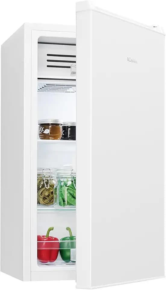 Bomann® Kühlschrank mit Frostfach | 83 Liter | energieeffizient, leise & kompakt | 0°C - 8°C, stufenlos regelbar | 2 Ablagen & Gemüsefach | LED Beleuchtung | Türanschlag wechselbar | KS 7257 weiß