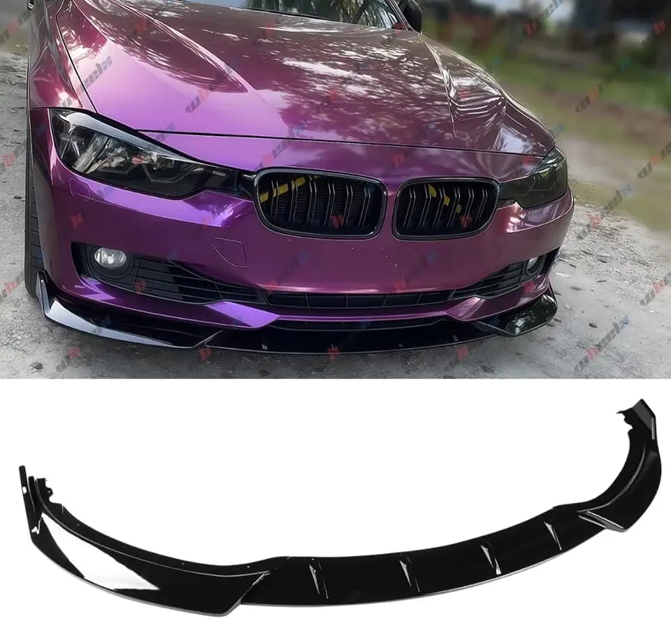 3Pcs Front Lip Compatible with BMW F30 Base Model 2016-2019, Fits for 318i 320i 328i 330i 328d 330e, Air Dam Lower Bumper Chin Spoiler Splitter, Protection Body Kit (Gloss Black)