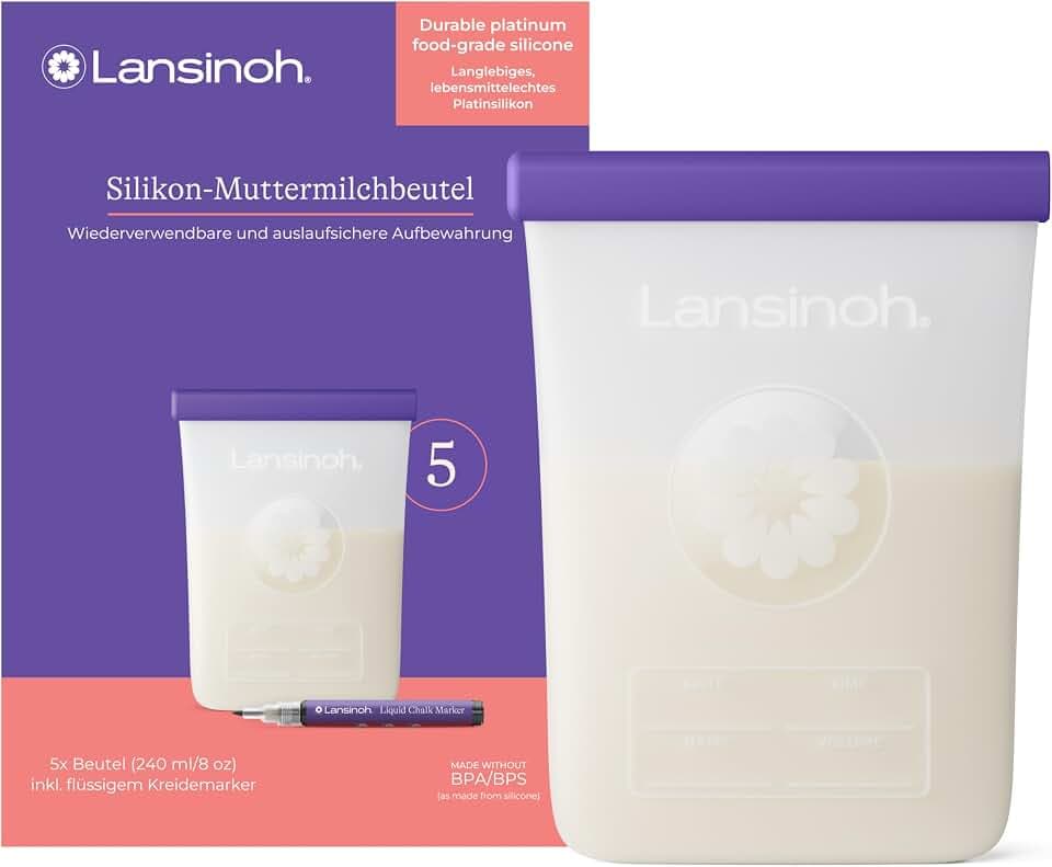 Lansinoh Silikon Muttermilchbeutel 240 ml, 5 Stück