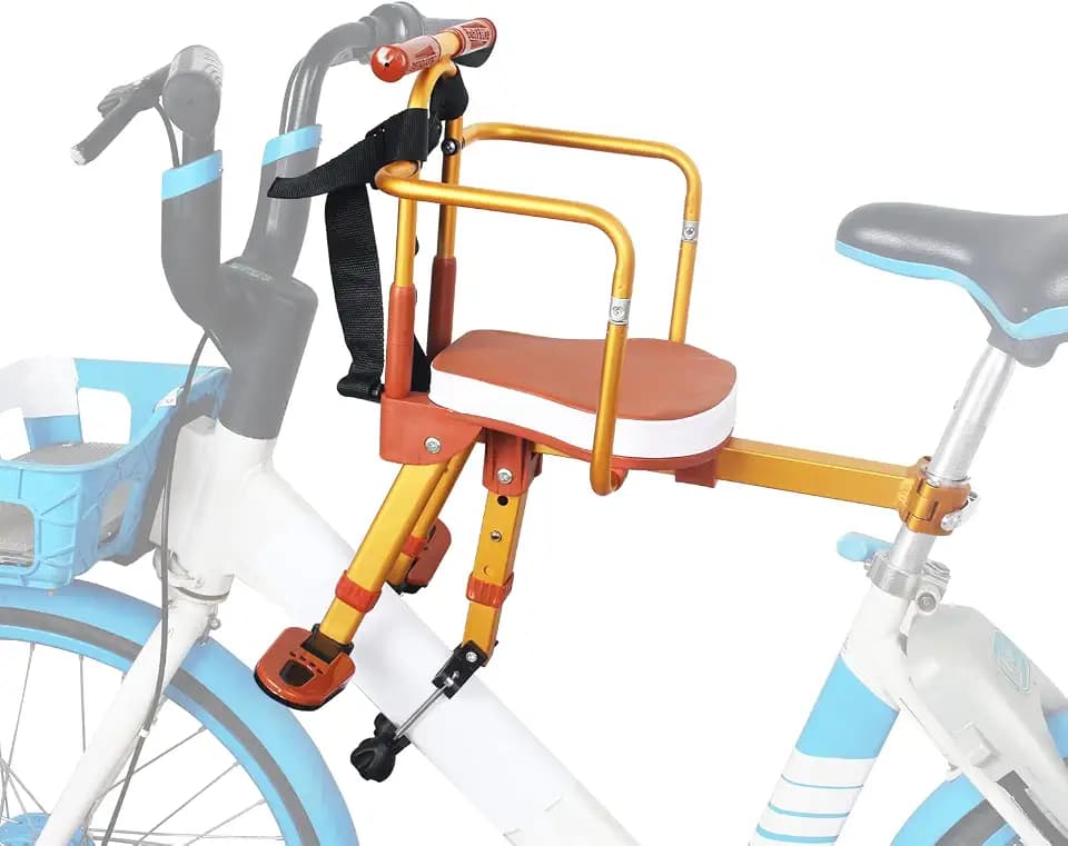 Kids Bike Seat, New Aluminum Alloy Child Bike Seat, Portable Foldable Front Mounted Child Bicycle Seats, Mountain Bike Kids Safety Seat Suitable for Hybrid Cruiser Bicycles