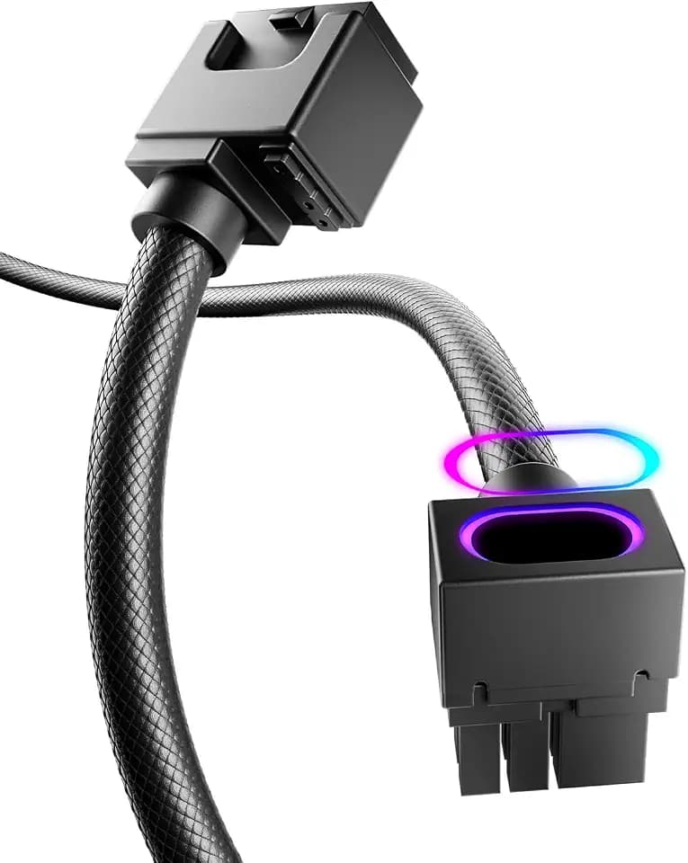 AsiaHorse Hydrus-8PIN GPU PSU Extension Cable ARGB Light, Copper Wire Power Extension Cable Integrated Minimalist Design, 2000W Power (Whole Set), PC Power Cord for GPU Cable Management & DIY