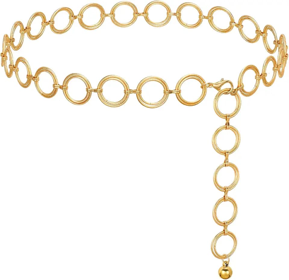 JasGood Damen Kettengürtel Verstellbare Taillenkette Modische Metall Taillengürtel für Kleider Jeans