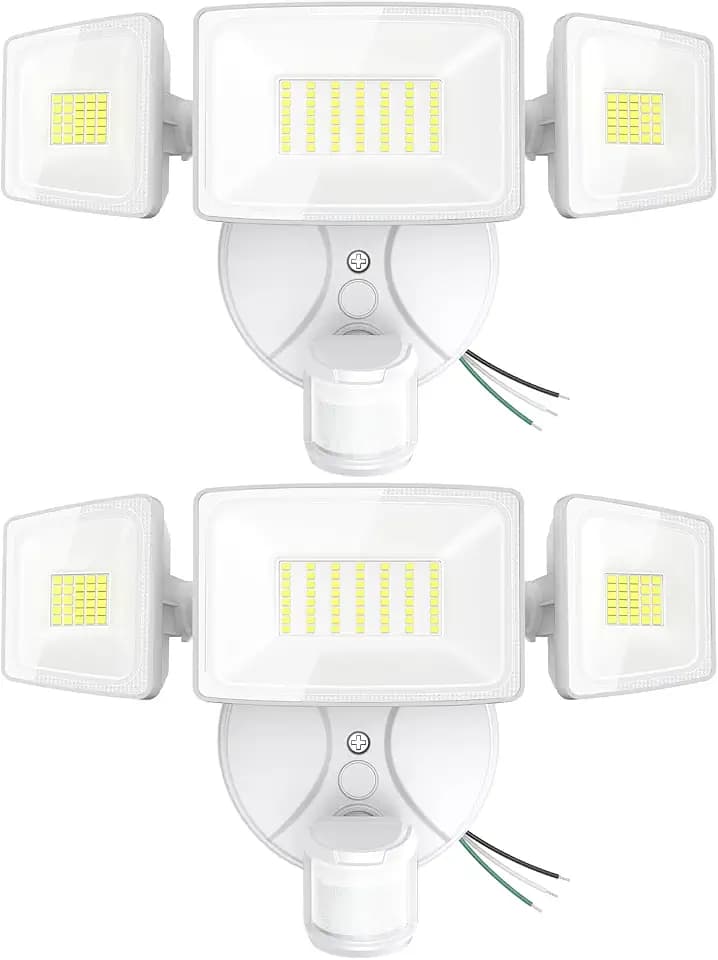 Onforu 2 Pack 75W LED Motion Sensor Outdoor Lights, 7000LM Dusk to Dawn Outdoor Lighting, 6500K Motion Detector Flood Light, IP65 Waterproof Hardwired LED Security Light for Yard Garage(White)