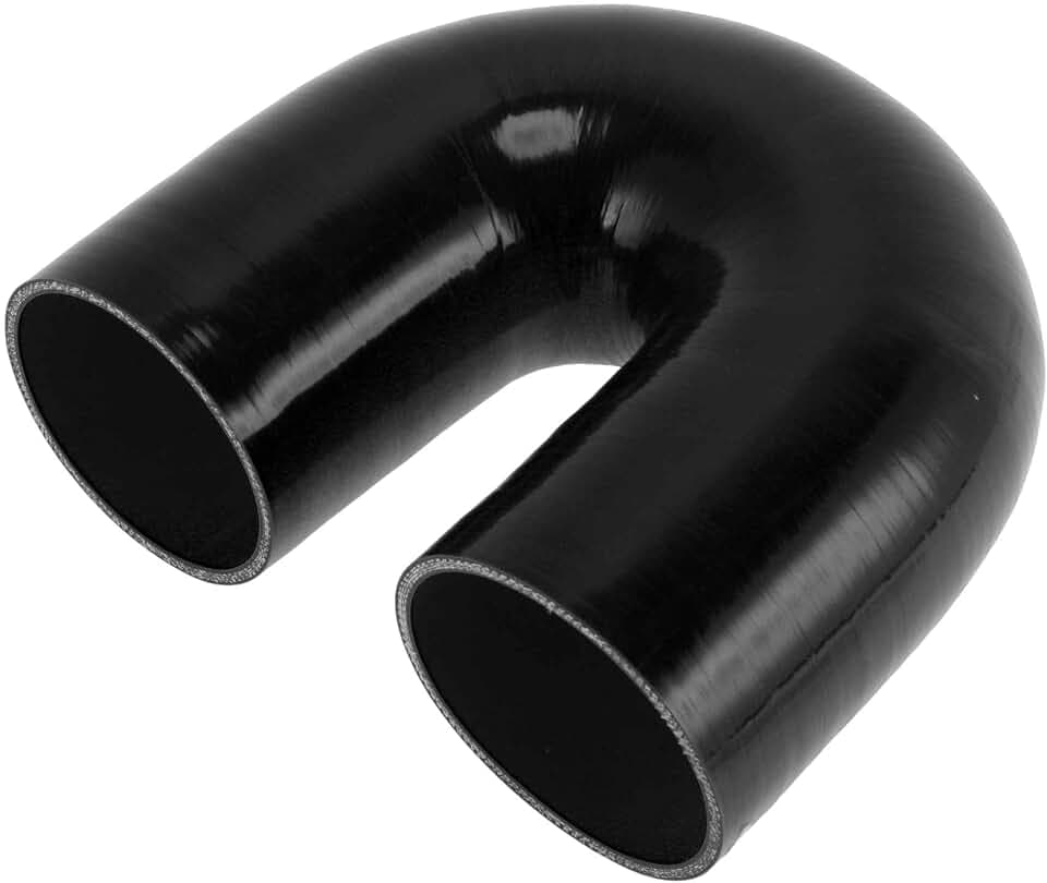 ACROPIX 4-Ply 89mm 3.5 Inch ID 180 Degree Silicone Elbow Coupler Hose Black