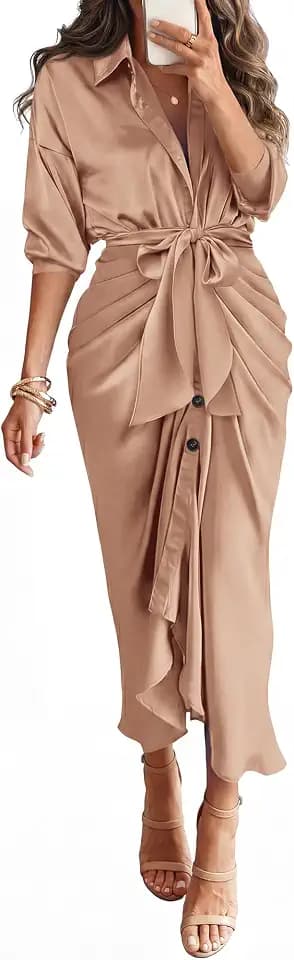 BTFBM Button Dwon Fall Dresses for Women 2026