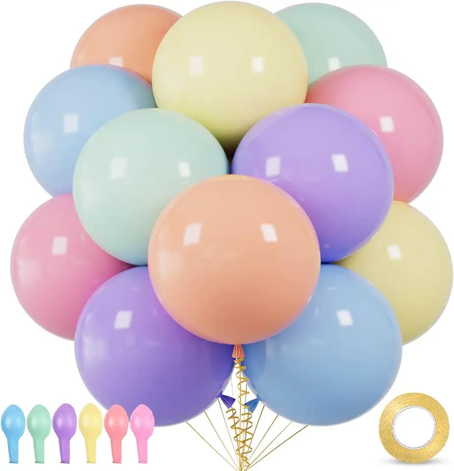 ASIYUHY 18 Inch Pastel Balloons 12 Pack Big Rainbow Balloons