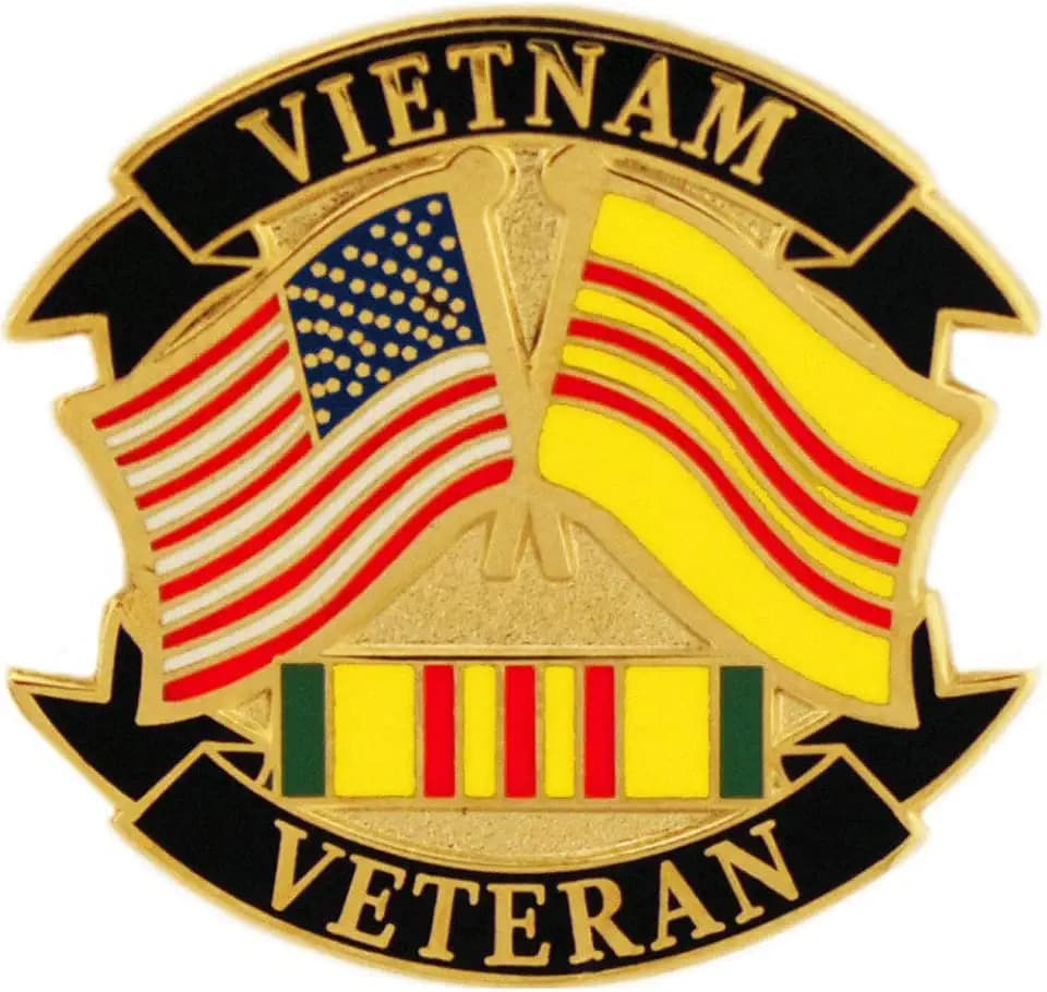 United States Vietnam Veteran USA/Vietnam Crossed Flags 1" Lapel Pin