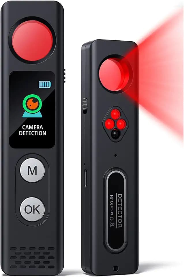 Hidden Camera Detectors, Anti-Spy Camera Finder with LED Screen Rechargeable GPS Tracker&Bug Detector, Anti-Theft Alarm, 7 Modes Portable Privacy Protection for Airbnb, Hotel, Car, Office