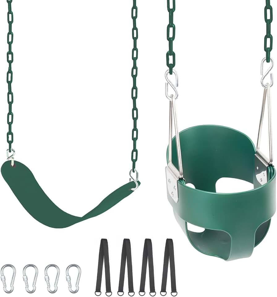 KINSPORY Toddler Swing & Swing Seat, Iron Chains with Tree Straps (Green)