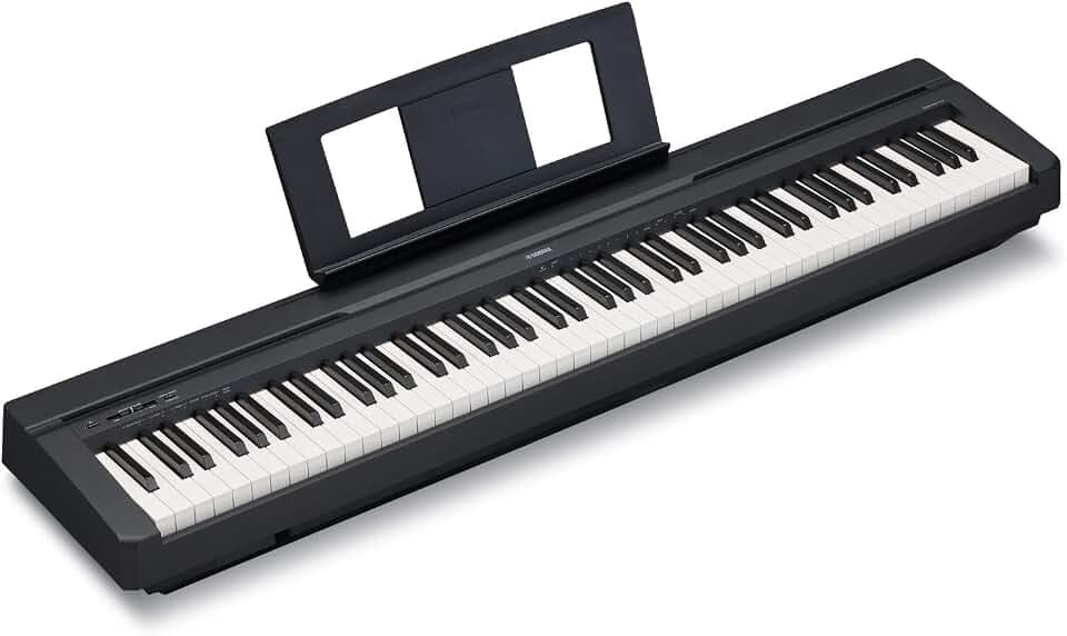 Yamaha 88-Key Weighted Portable Digital Piano Keyboard with Music Rest, Sustain Foot Switch, Built-in Speakers, USB Connectivity, Black (P45B)